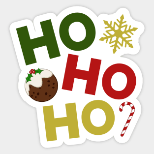 HO HO HO+Christmas Pudding, Candy, Snowflake Sticker